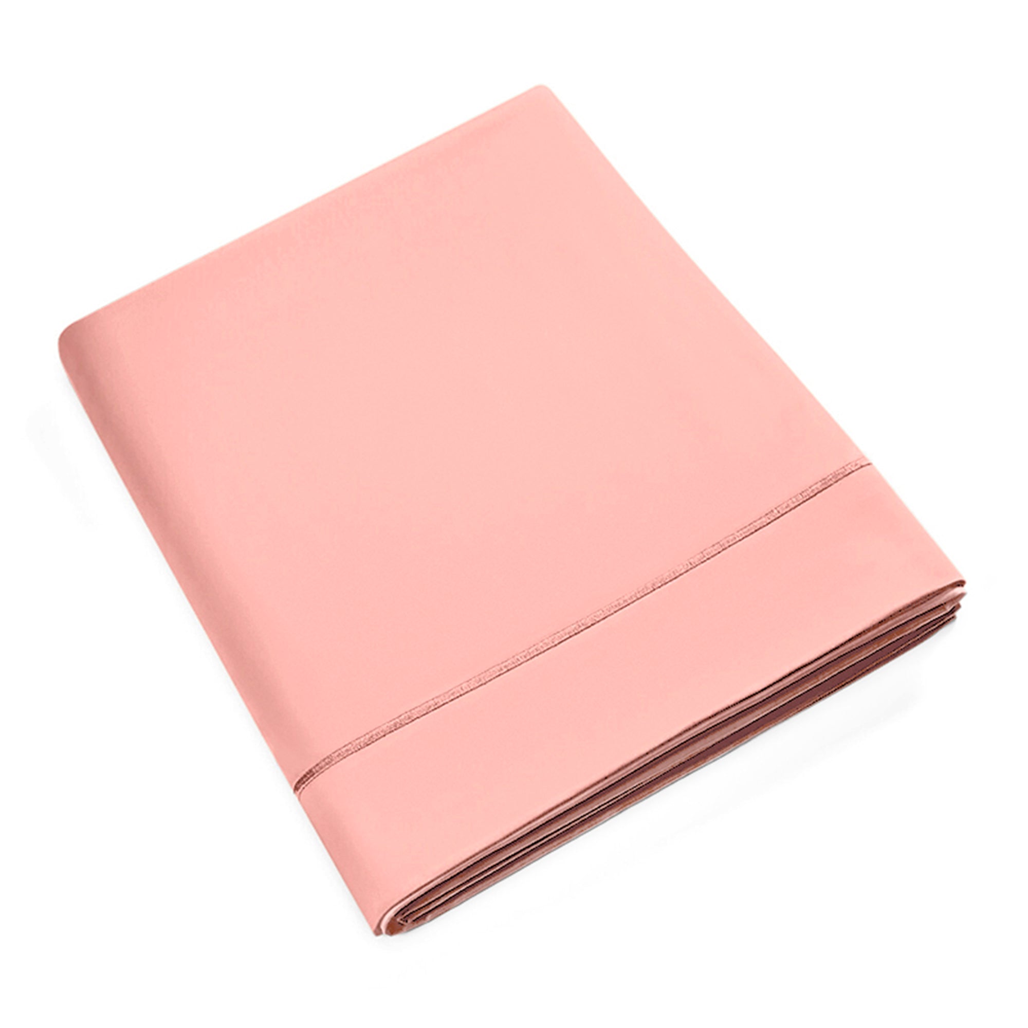 Drap Plat Percale 180 x 290 cm Pur Coton Peigné Longues Fibres 80 Fils/cm² Rose Poudré