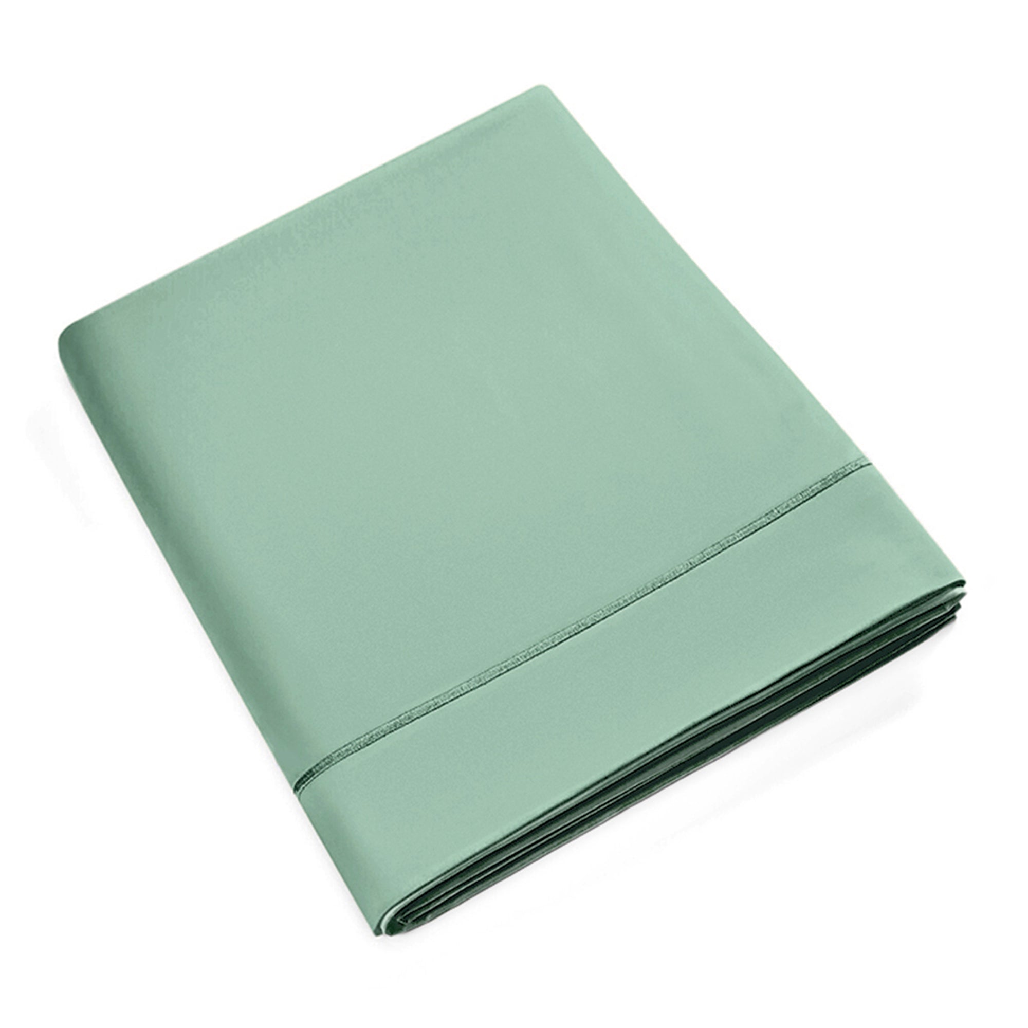 Drap Plat Percale 240 x 300 cm Pur Coton Peigné Longues Fibres 80 Fils/cm² Celadon