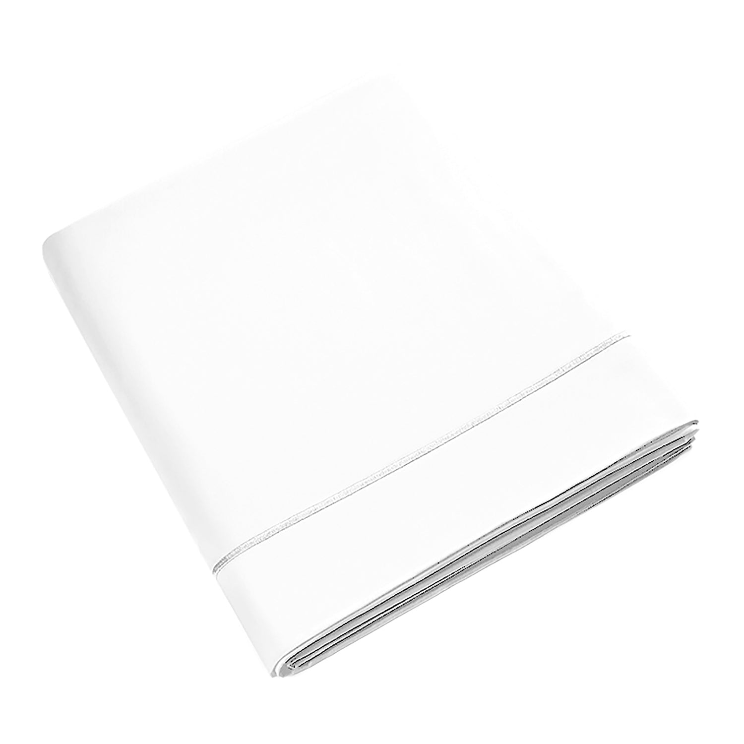 Drap Plat Percale 180 x 290 cm Pur Coton Peigné Longues Fibres 80 Fils/cm² Neige