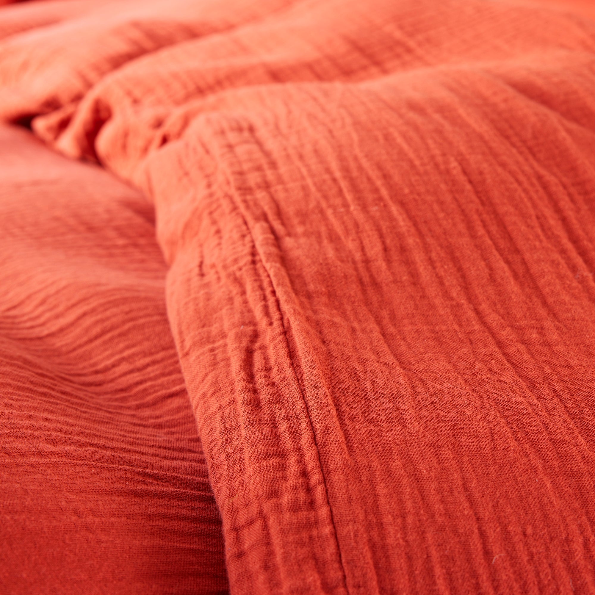 Pack 3 pièces Housse de couette - 260x240cm + 2 taies d'oreiller 65X65cm gaze de coton Terracotta