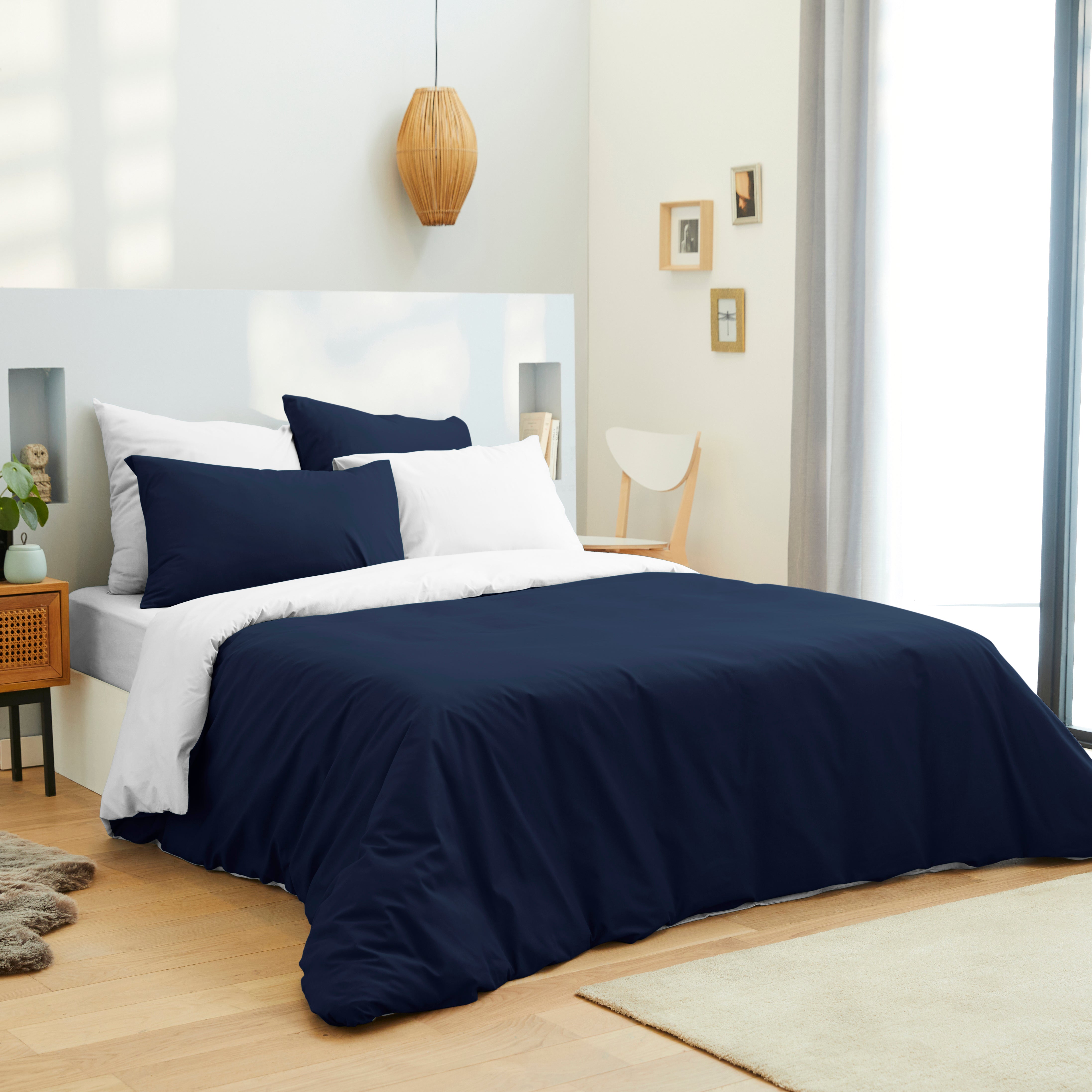 Pack 6 pièces Housse de couette 220 x 240 cm - Drap housse 160 x 200 cm - 100% Coton 57 Fils