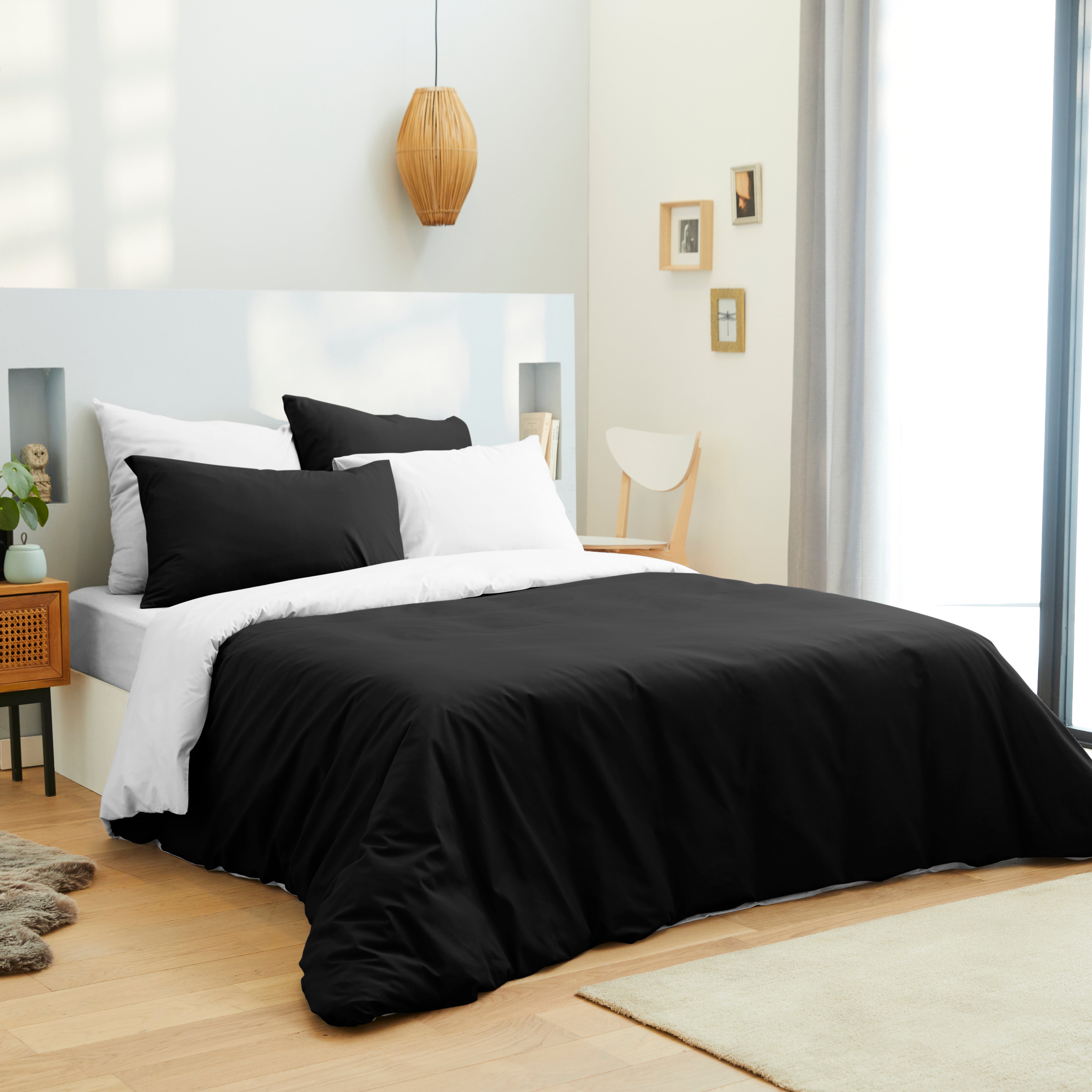 Pack 6 pièces Housse de couette 220 x 240 cm - Drap housse 160 x 200 cm - 100% Coton 57 Fils