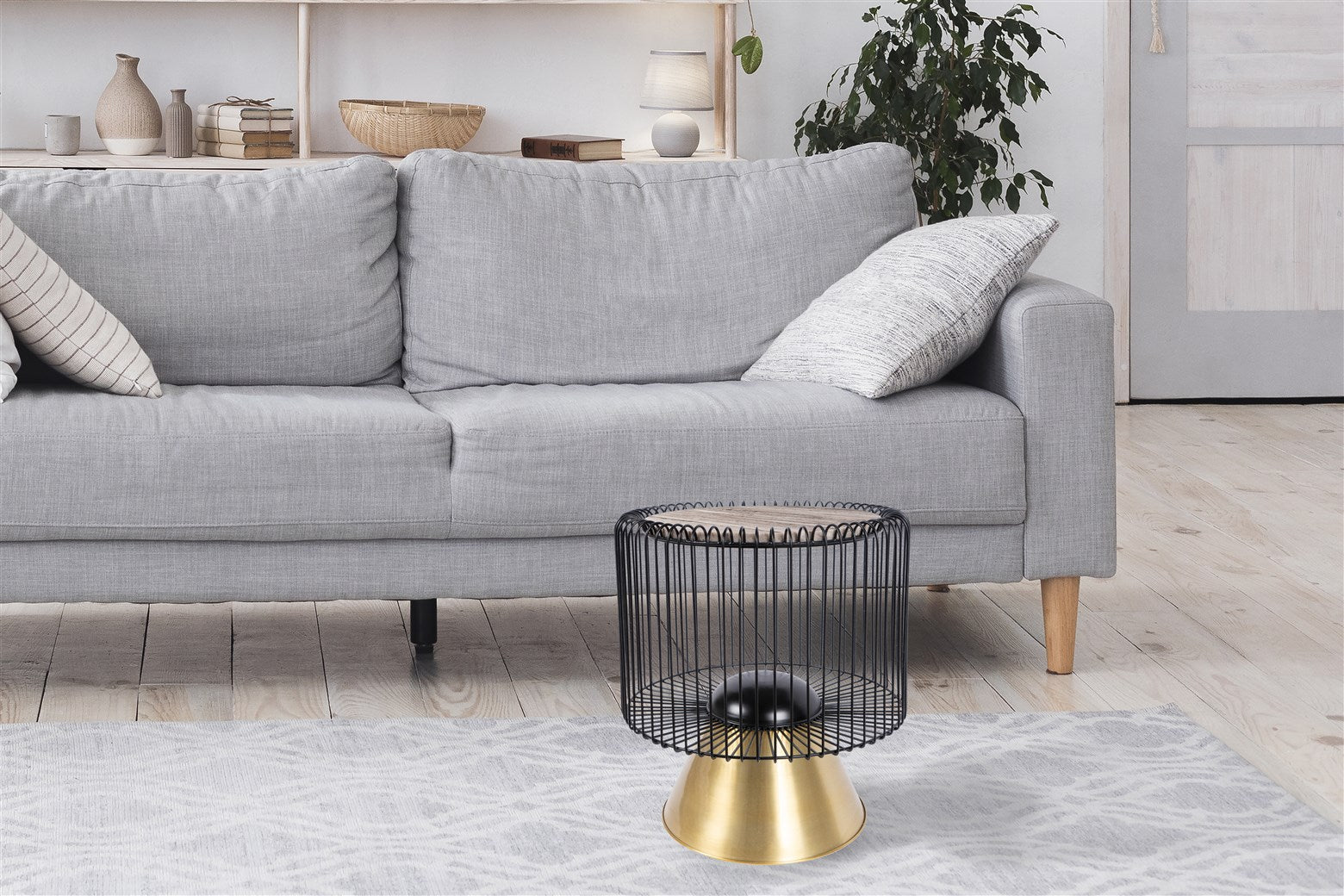 Table d'appoint marron noir or - Malibu