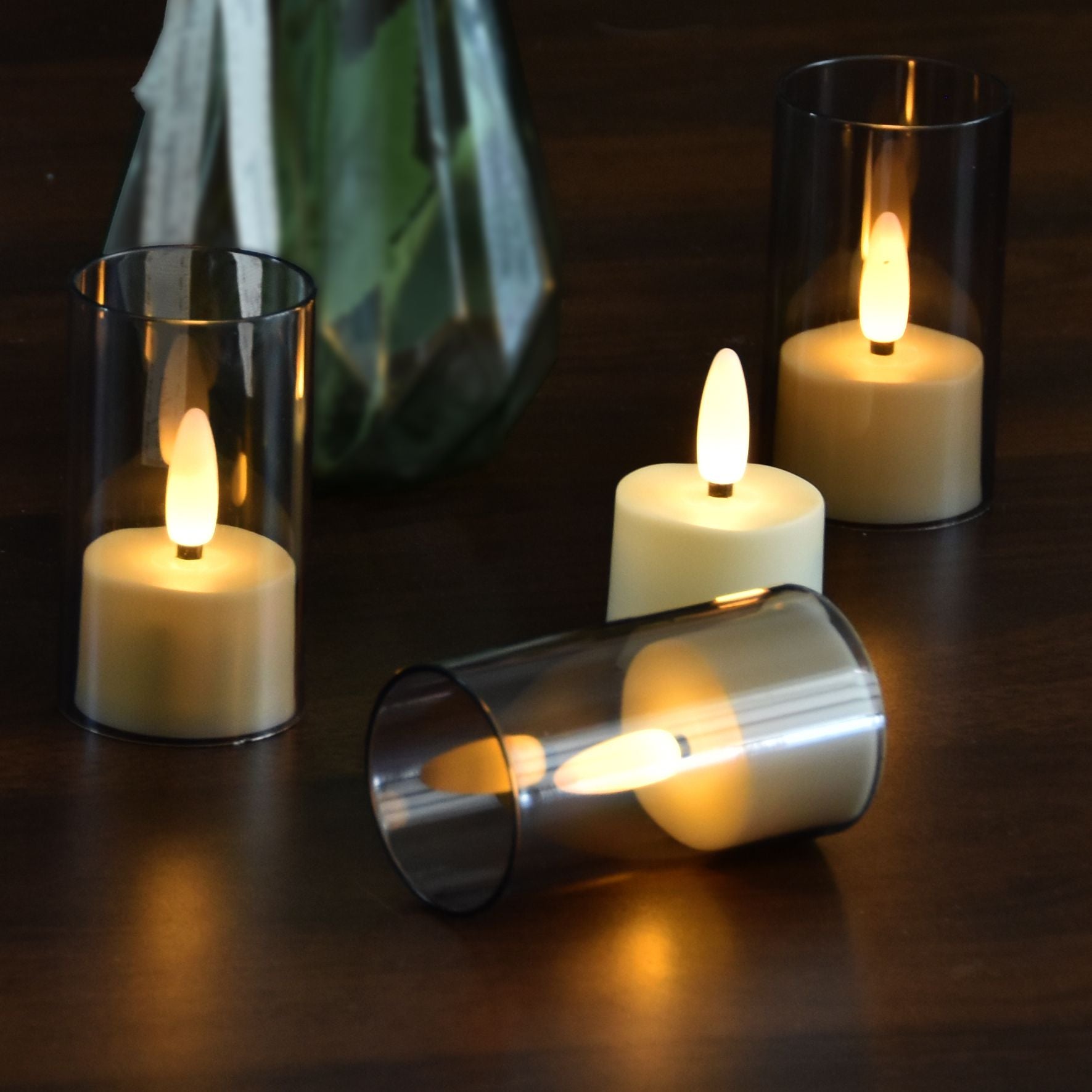 Lot de 6 Bougies chauffe-plat chauffe-plat rechargeables - Bougies LED avec flamme mobile - Télécommande incluse