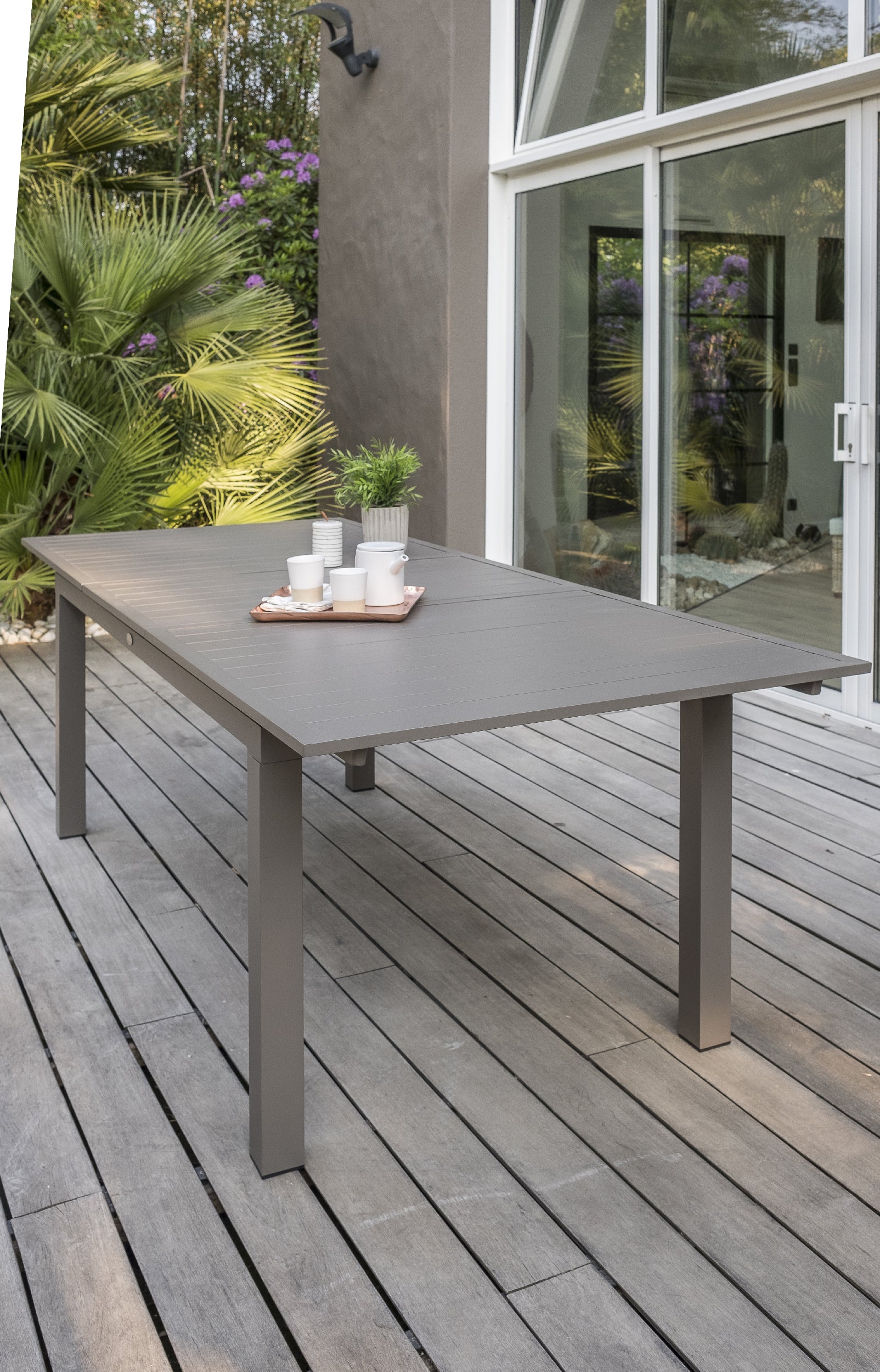 Table de jardin ZAHARA-TB240 avec rallonge et 8 fauteuils ZAHARA-FT empilables