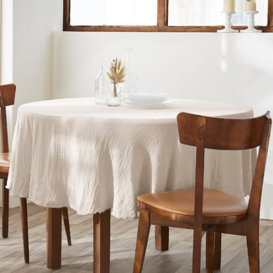 Nappe ronde - 180x180 cm - Gaze de Coton - Naturel