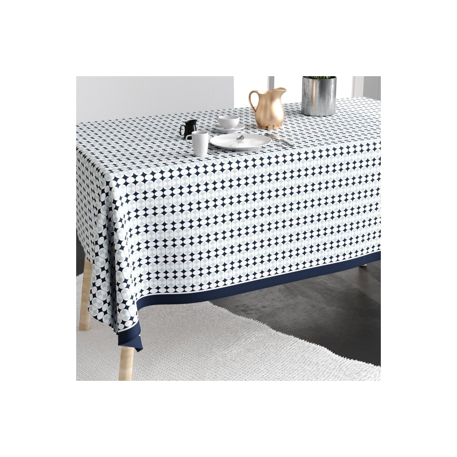 Nappe rectangulaire anti tache- 140x250 cm - Coton Verana