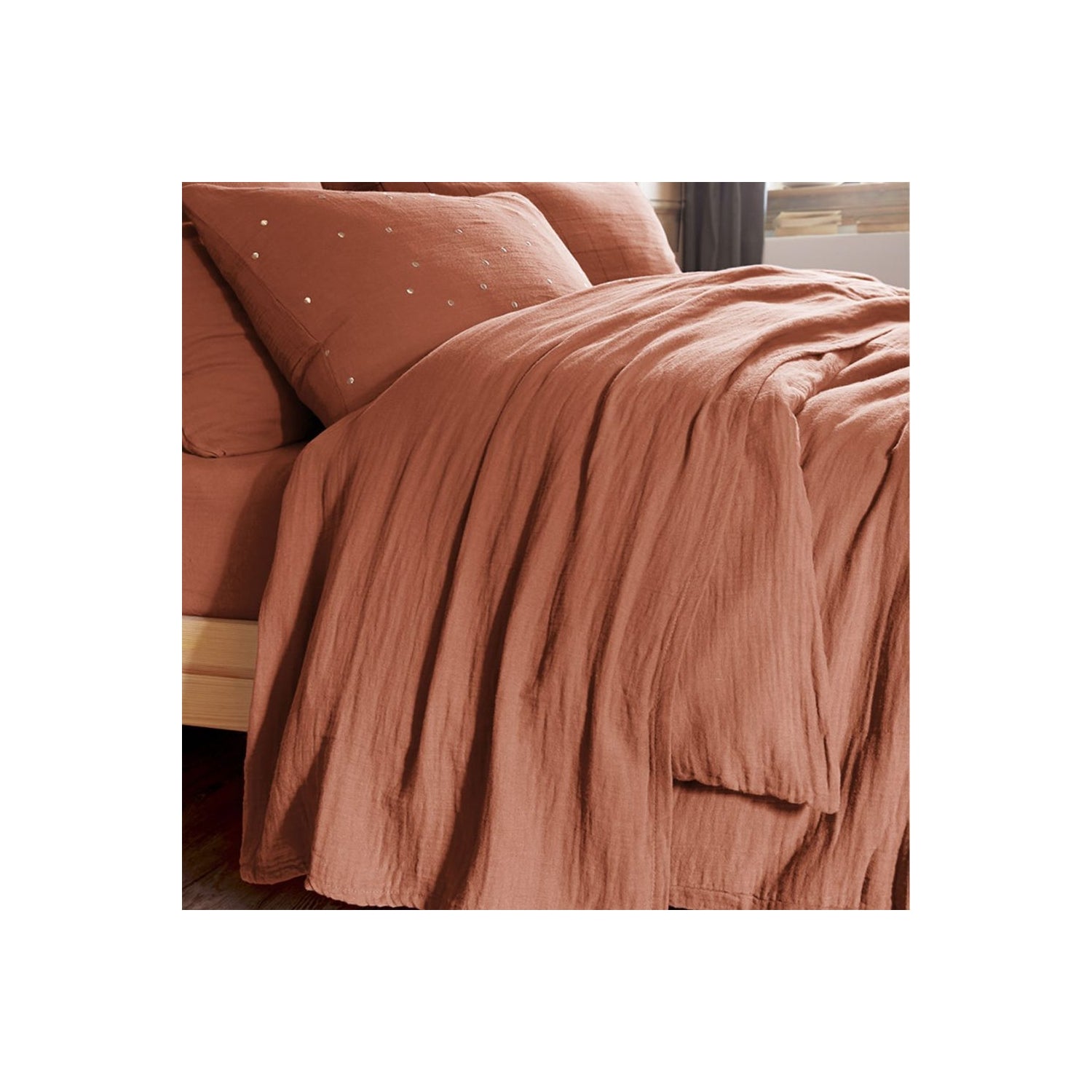 Drap plat Gaze de coton Terracotta