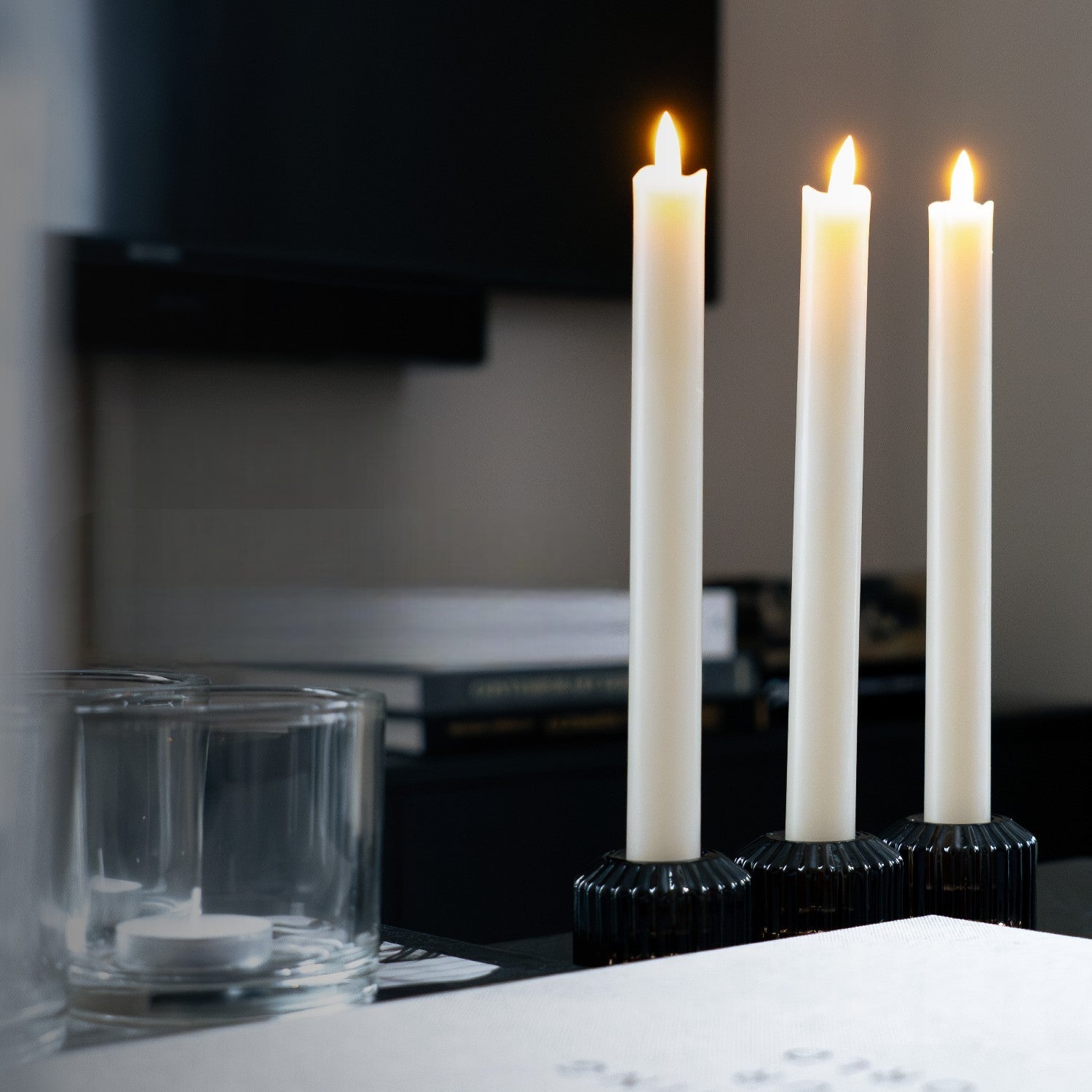 Lot de 6 bougies LED coniques - Blanc cassé