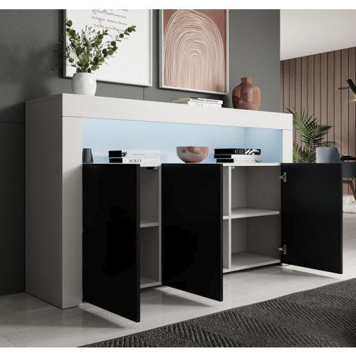 Buffet modèle Aker en noir et blanc mat