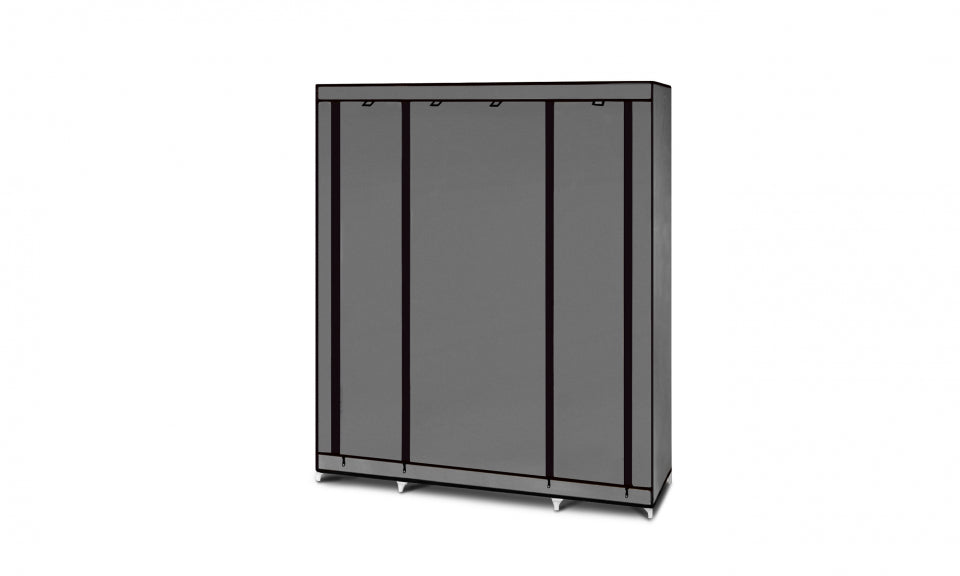 Armoire de rangement optimale grise avec accessoires - 2 cubes de rangement et 10 cintres