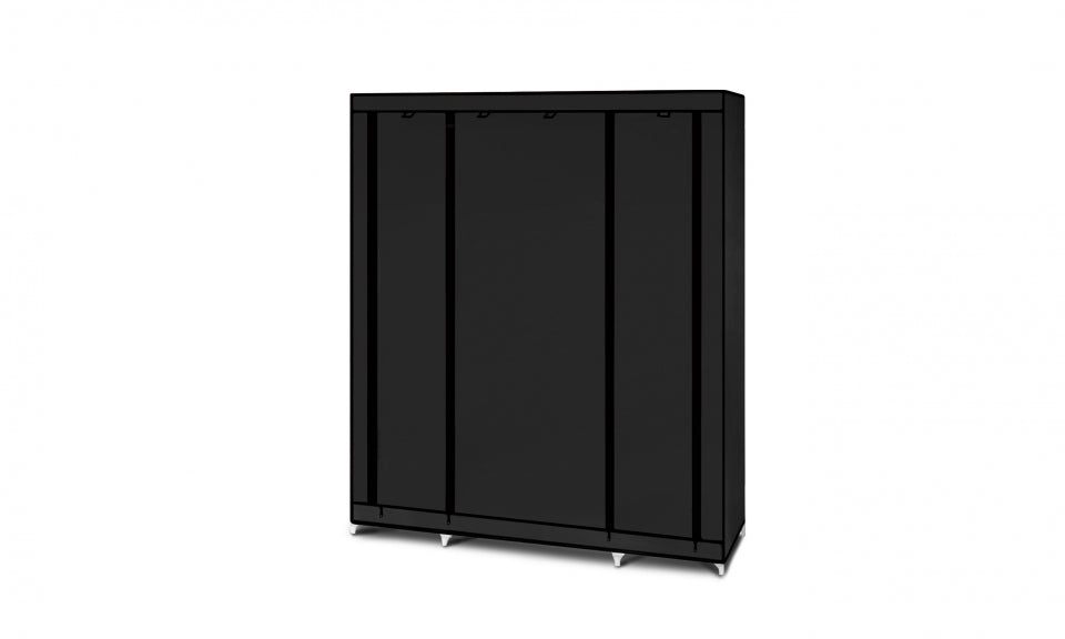 Armoire de rangement optimale noire avec accessoires - 2 cubes de rangement et 10 cintres