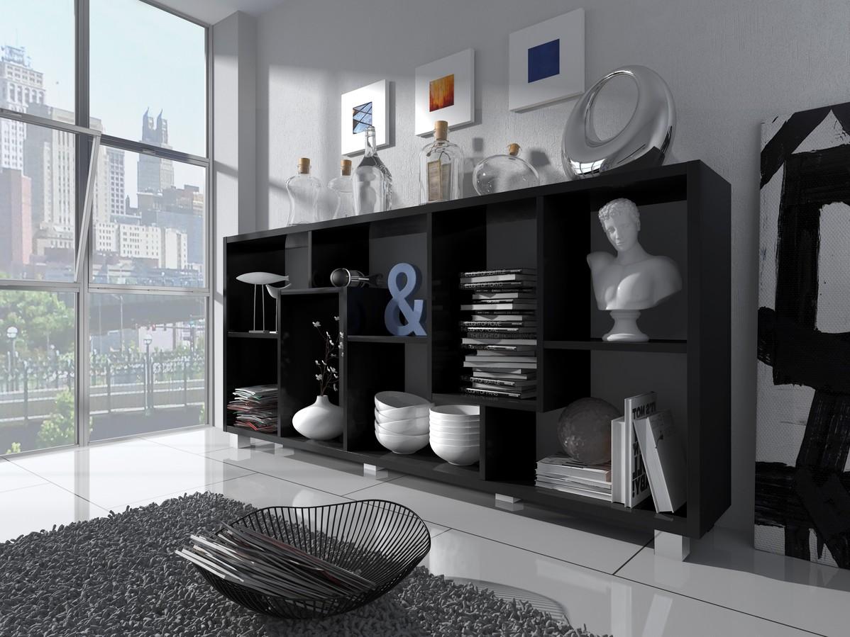 Étagère bibliothèque 8 compartiments, horizontale ou verticale. Noir mat