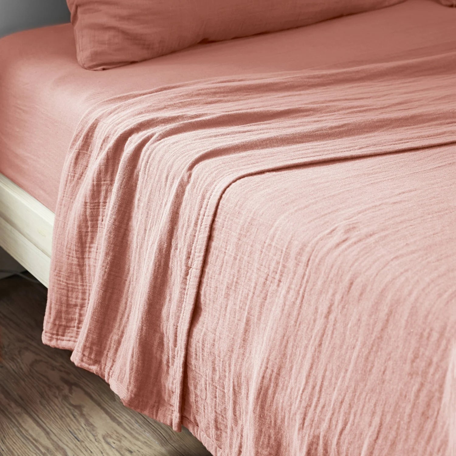 Drap plat Gaze de coton Rose