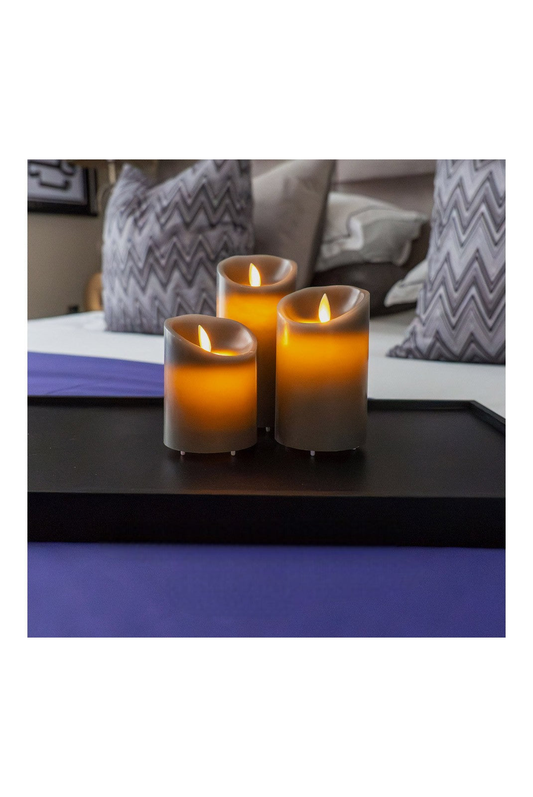 3 Bougies LED rechargeables – Gris