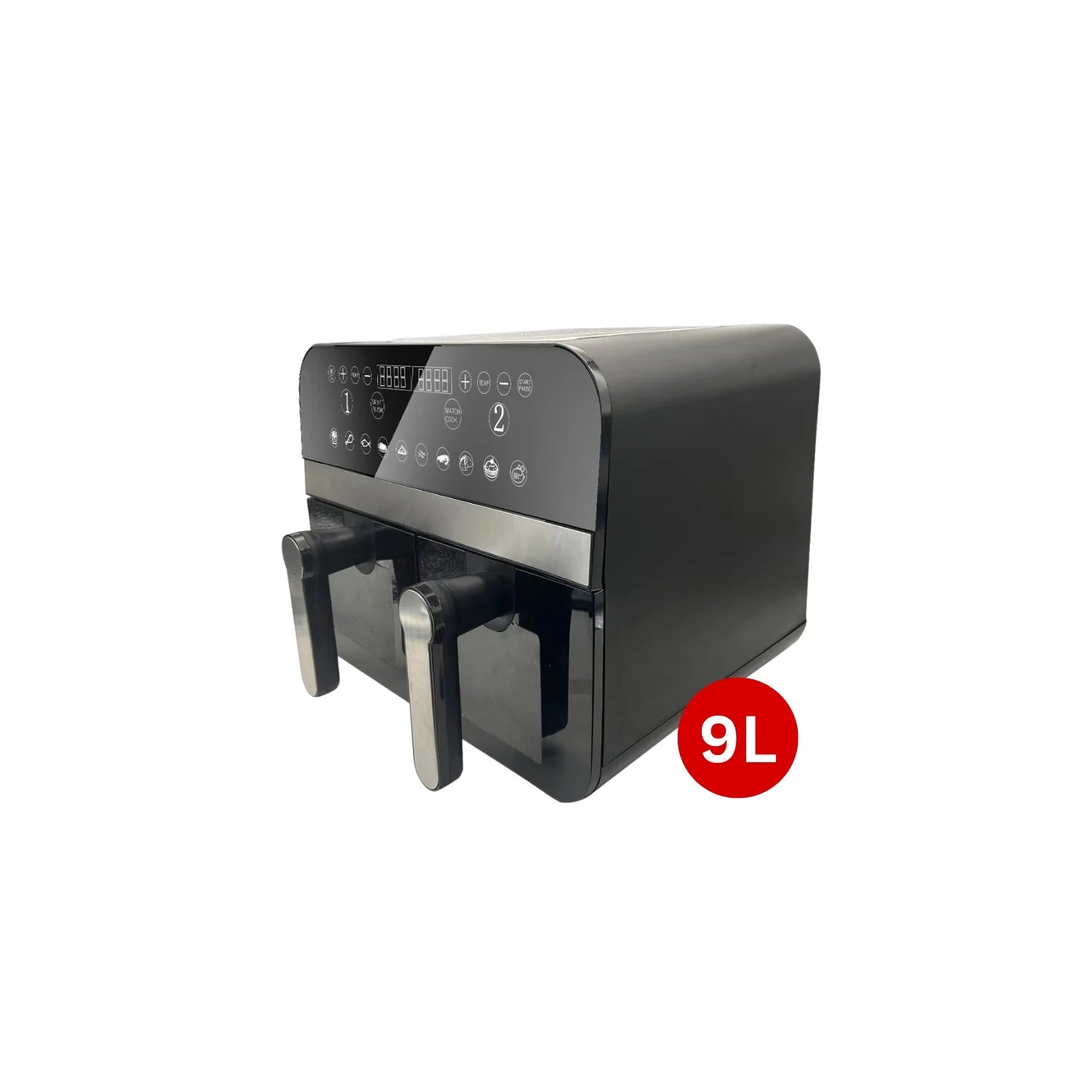 Friteuse à air numérique double panier Noire 2400W avec fenêtre 9L