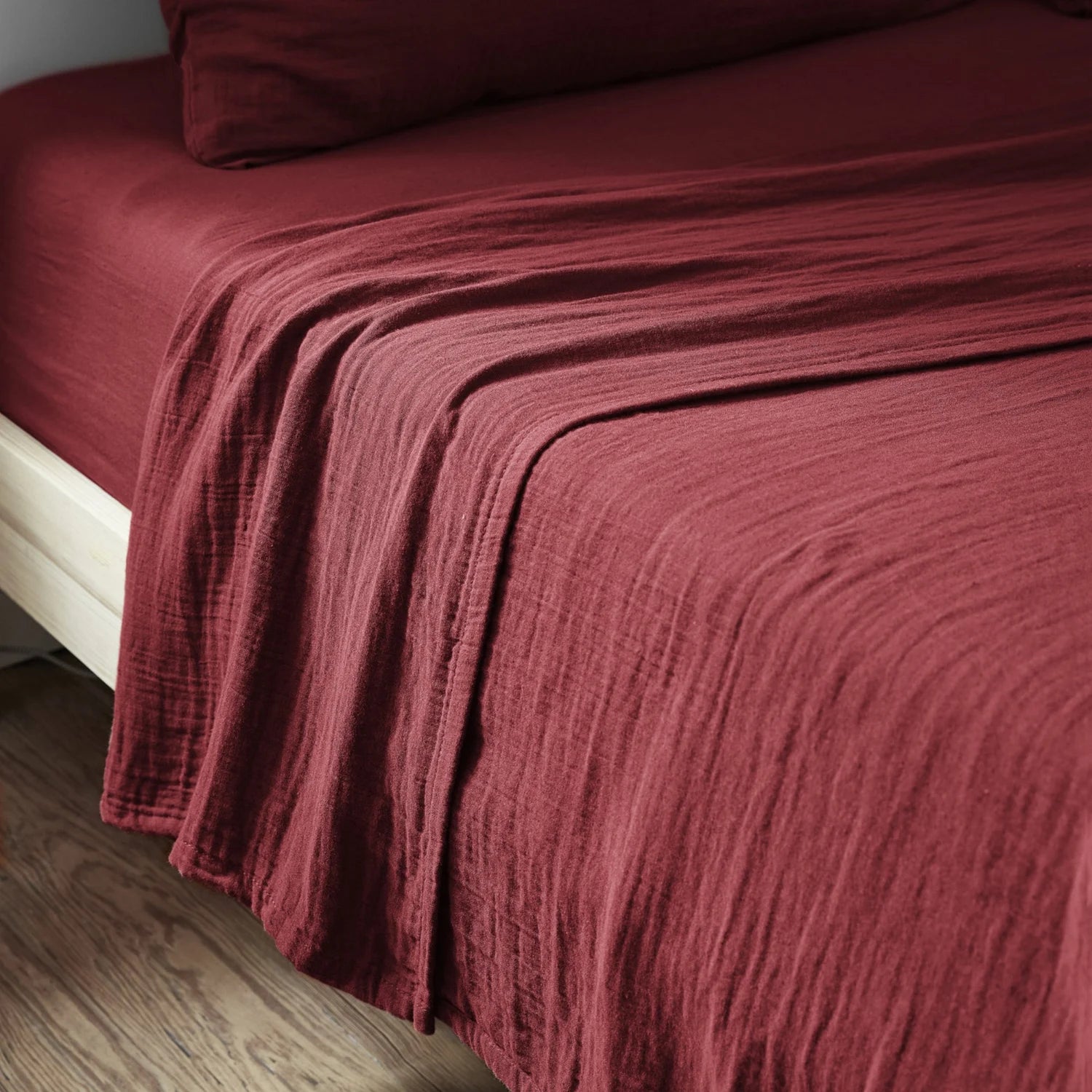 Drap plat Gaze de coton Lie de vin