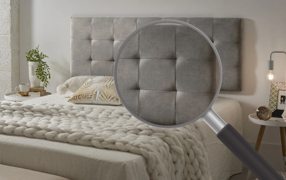Tête de lit en tissu à carreaux Capitone - Grise