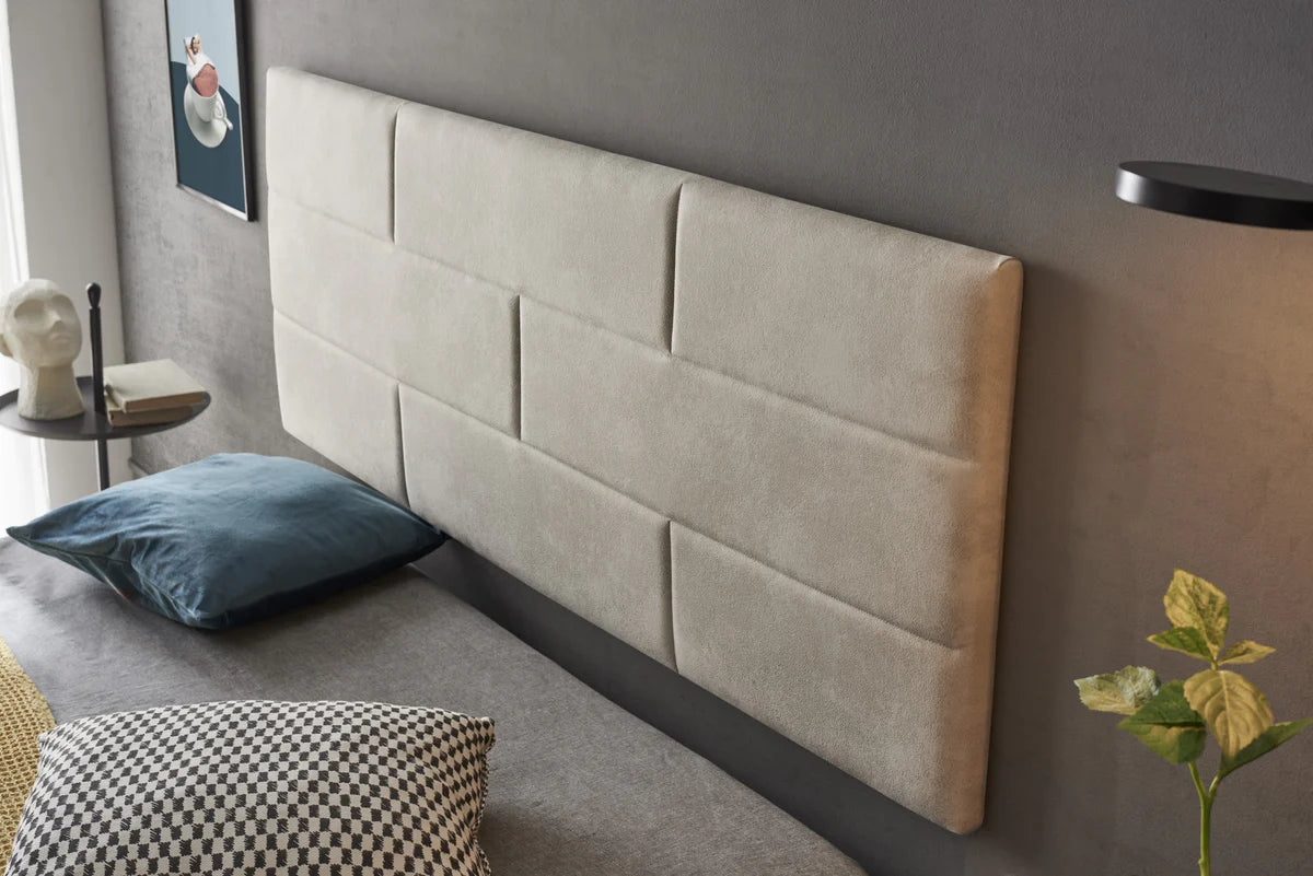 Tête de lit murale en tissu brique - Blanche