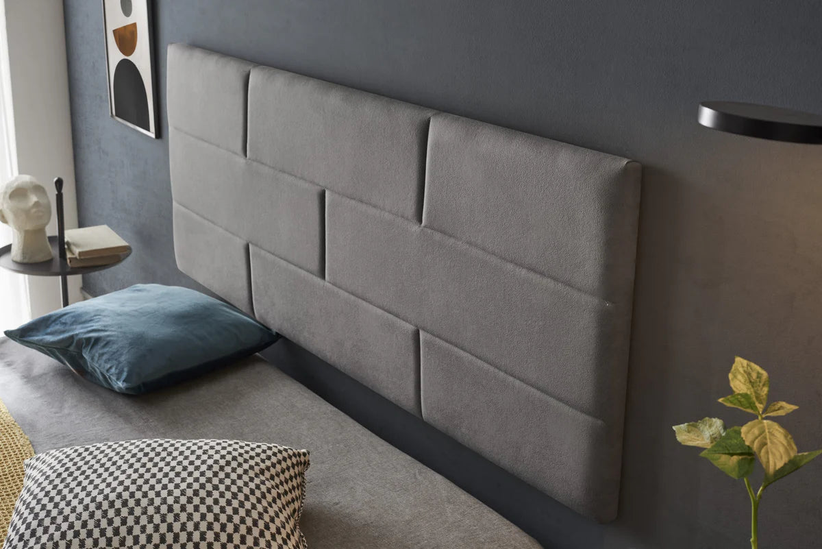 Tête de lit murale en tissu brique - Grise