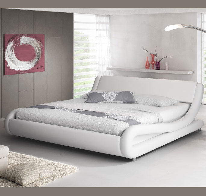 Lit double design blanc - 160 X 200 cm -  Piccione