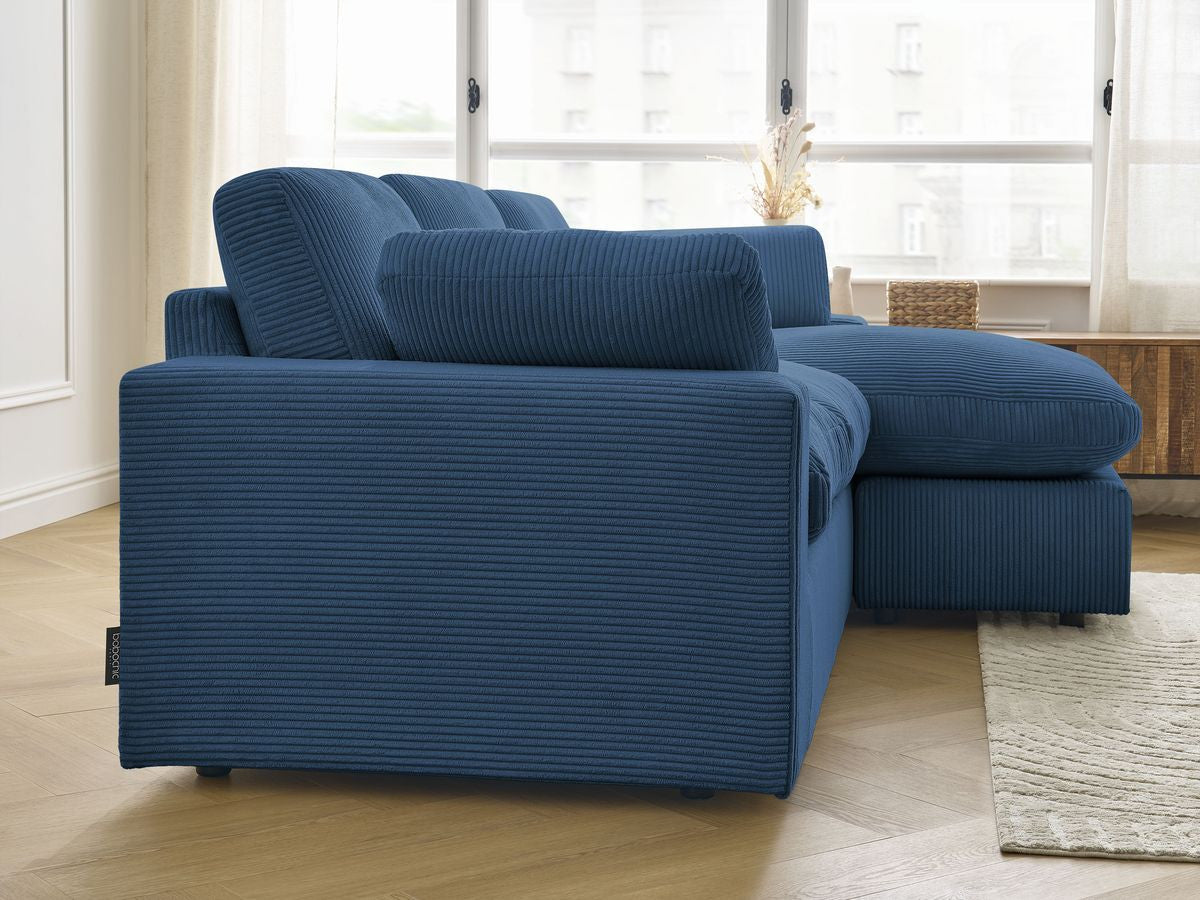 Canapé d'angle fixe compact réversible BELAIR velours côtelé