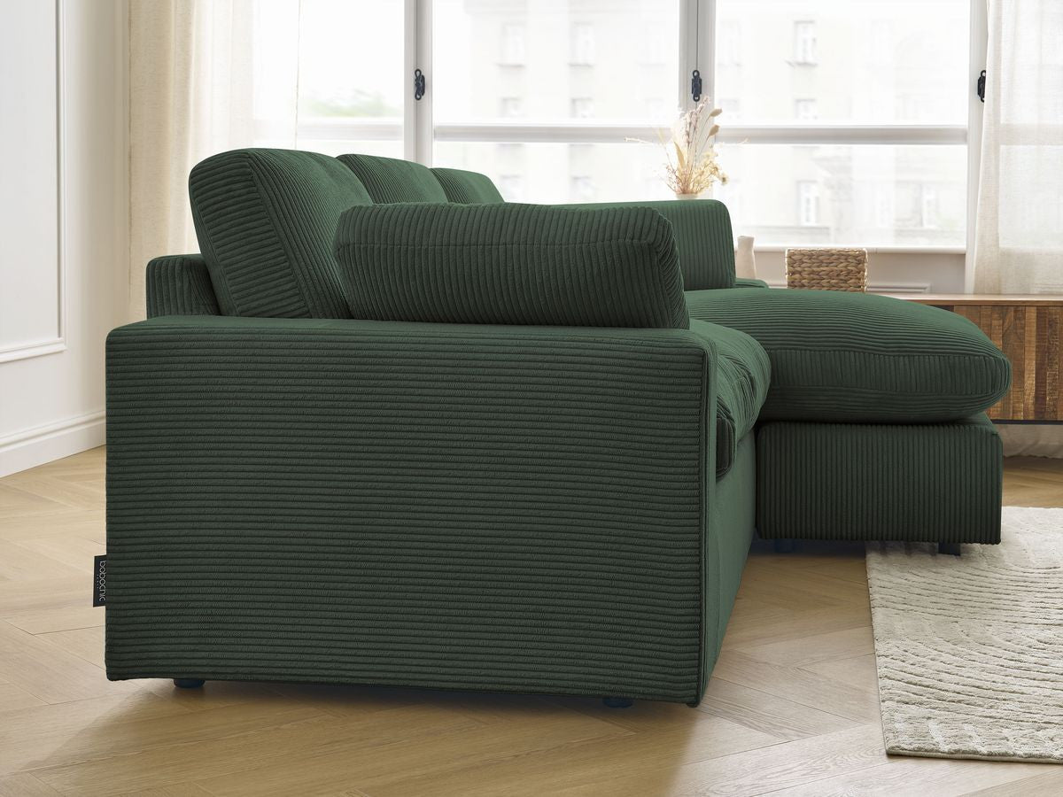 Canapé d'angle fixe compact réversible BELAIR velours côtelé