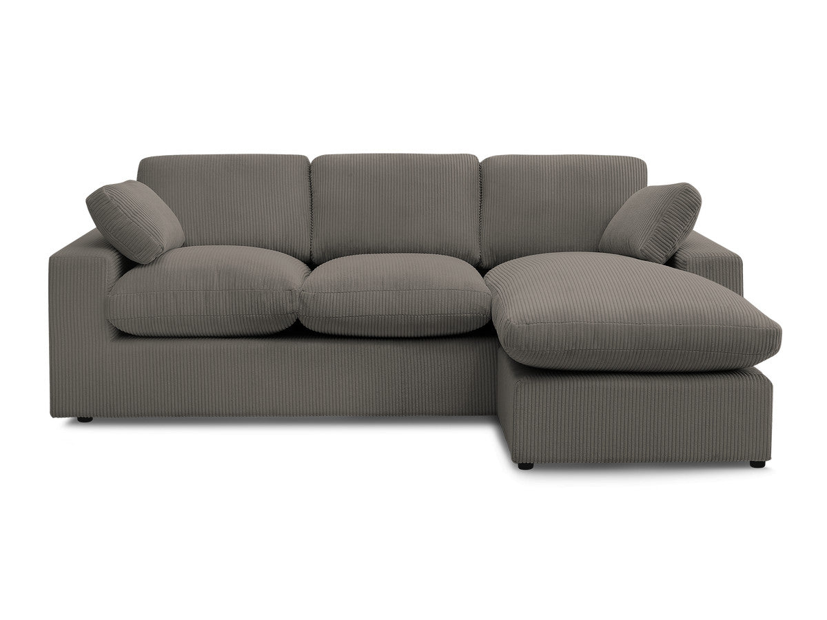 Canapé d'angle fixe compact réversible BELAIR velours côtelé