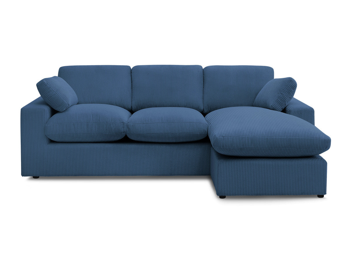 Canapé d'angle fixe compact réversible BELAIR velours côtelé