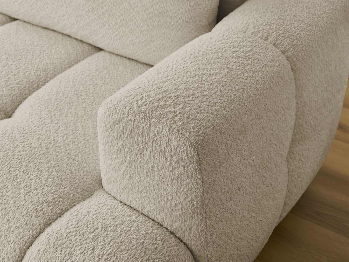 Canapé d'angle convertible FUJI tissu bouclette - Angle gauche
