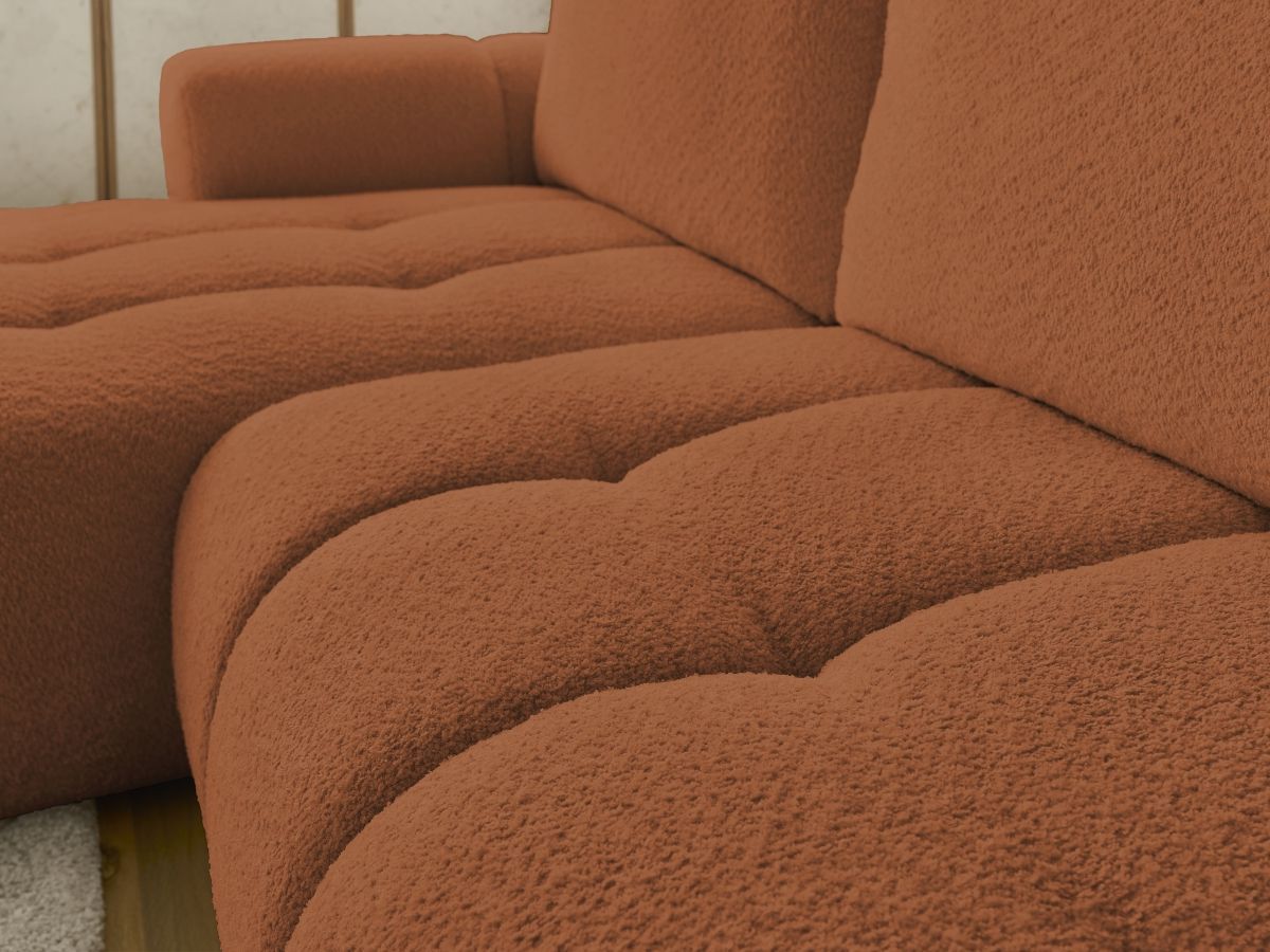 Canapé d'angle convertible FUJI tissu bouclette - Angle gauche