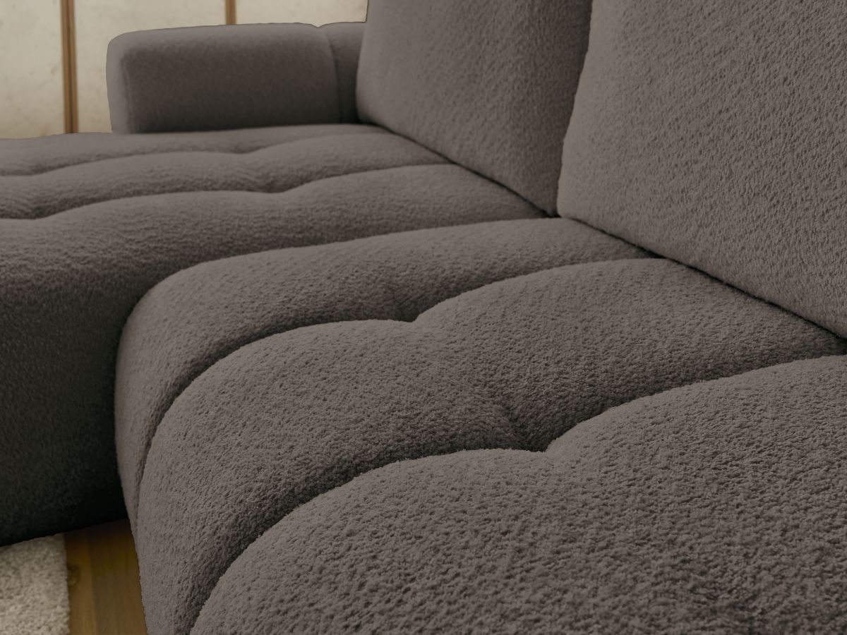 Canapé d'angle convertible FUJI tissu bouclette - Angle gauche