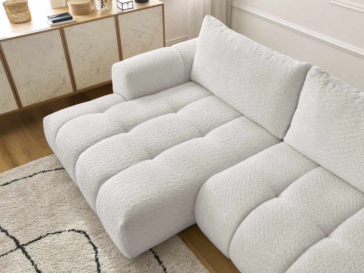Canapé d'angle convertible FUJI tissu bouclette - Angle gauche