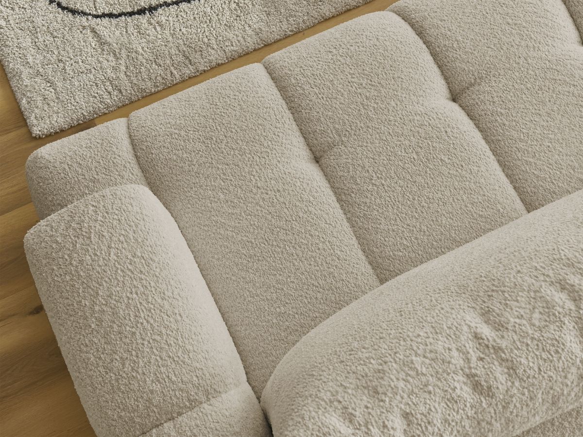 Canapé d'angle convertible FUJI tissu bouclette - Angle gauche