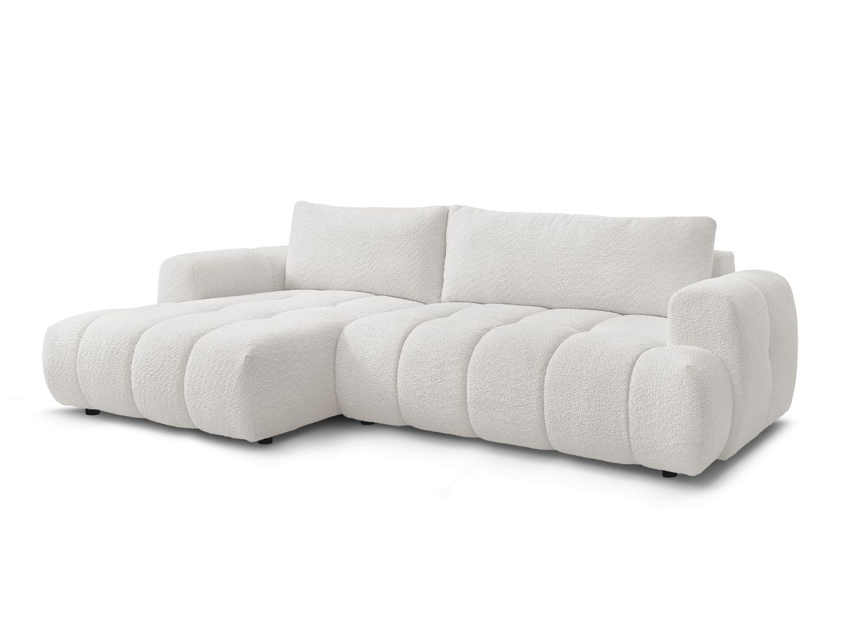 Canapé d'angle convertible FUJI tissu bouclette - Angle gauche