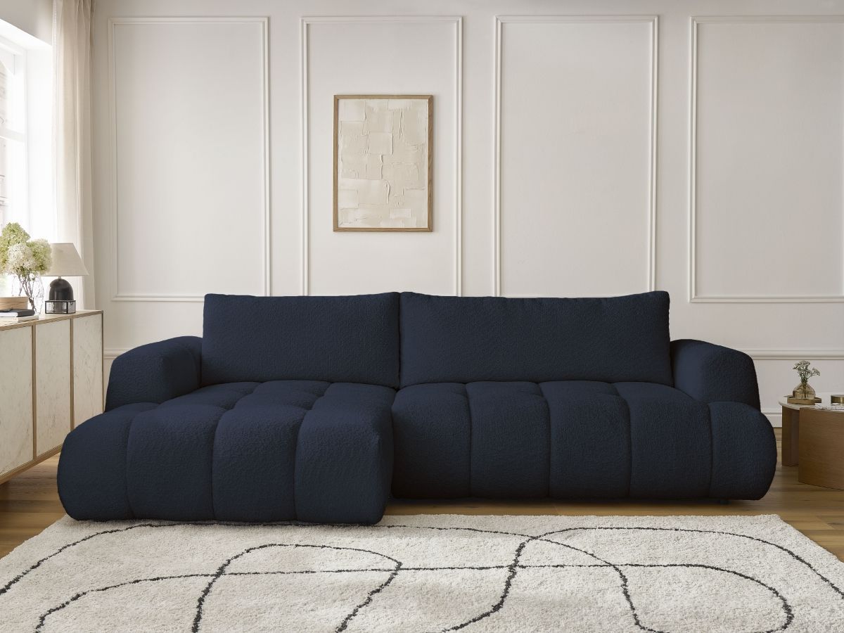 Canapé d'angle convertible FUJI tissu bouclette - Angle gauche