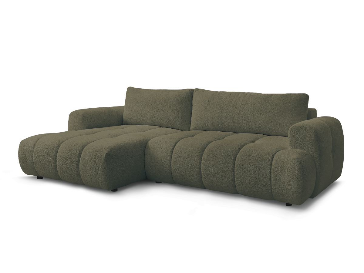 Canapé d'angle convertible FUJI tissu bouclette - Angle gauche