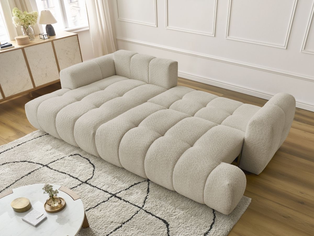 Canapé d'angle convertible FUJI tissu bouclette - Angle gauche