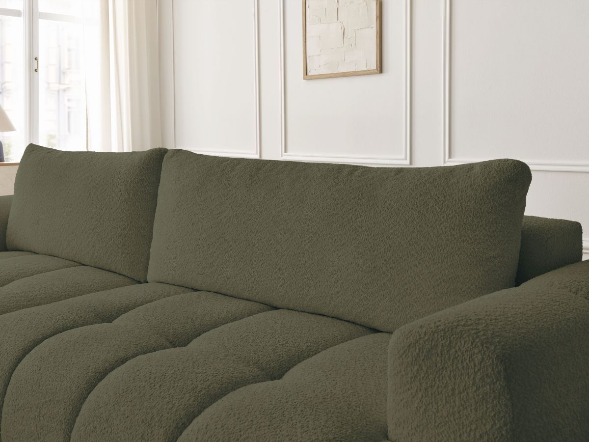 Canapé d'angle convertible FUJI tissu bouclette - Angle gauche
