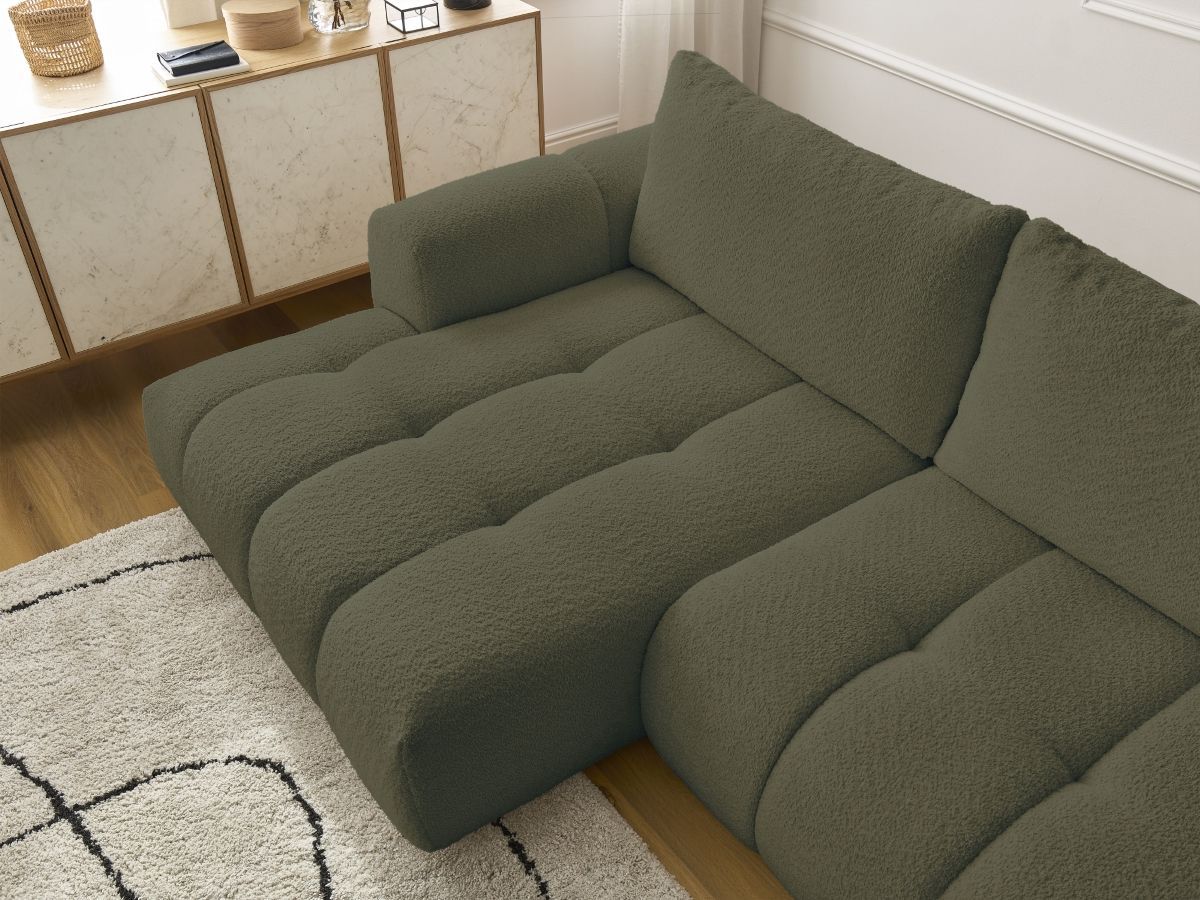 Canapé d'angle convertible FUJI tissu bouclette - Angle gauche
