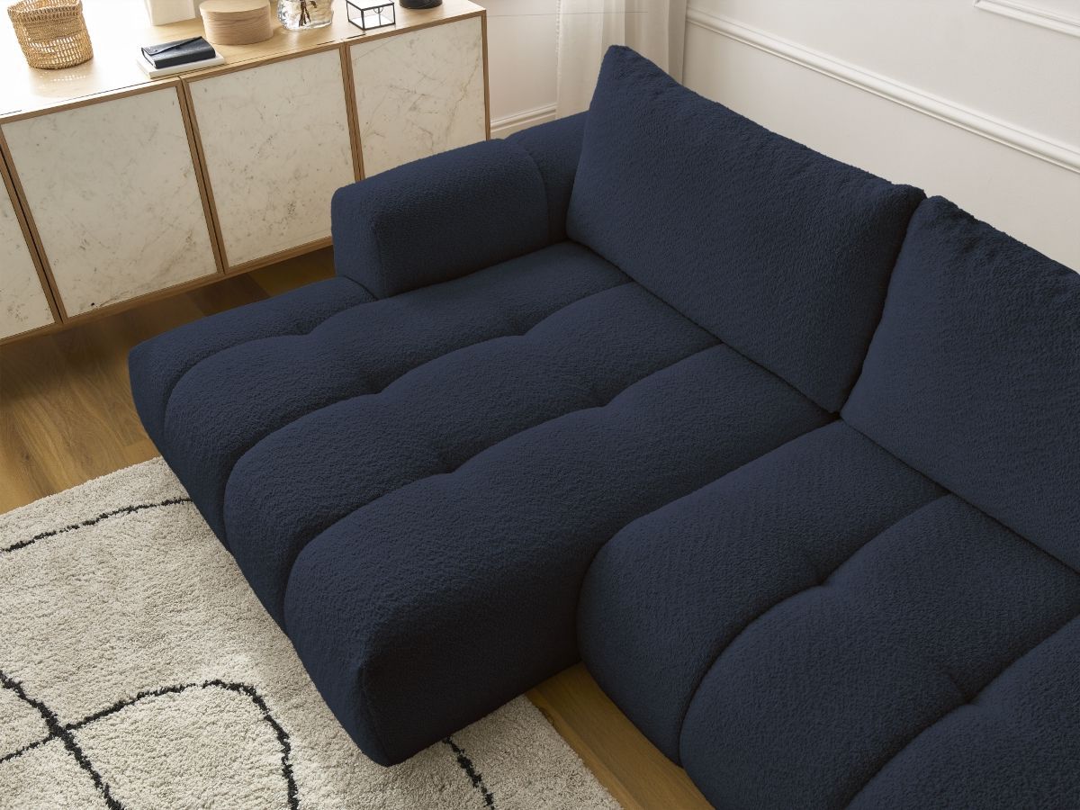 Canapé d'angle convertible FUJI tissu bouclette - Angle gauche