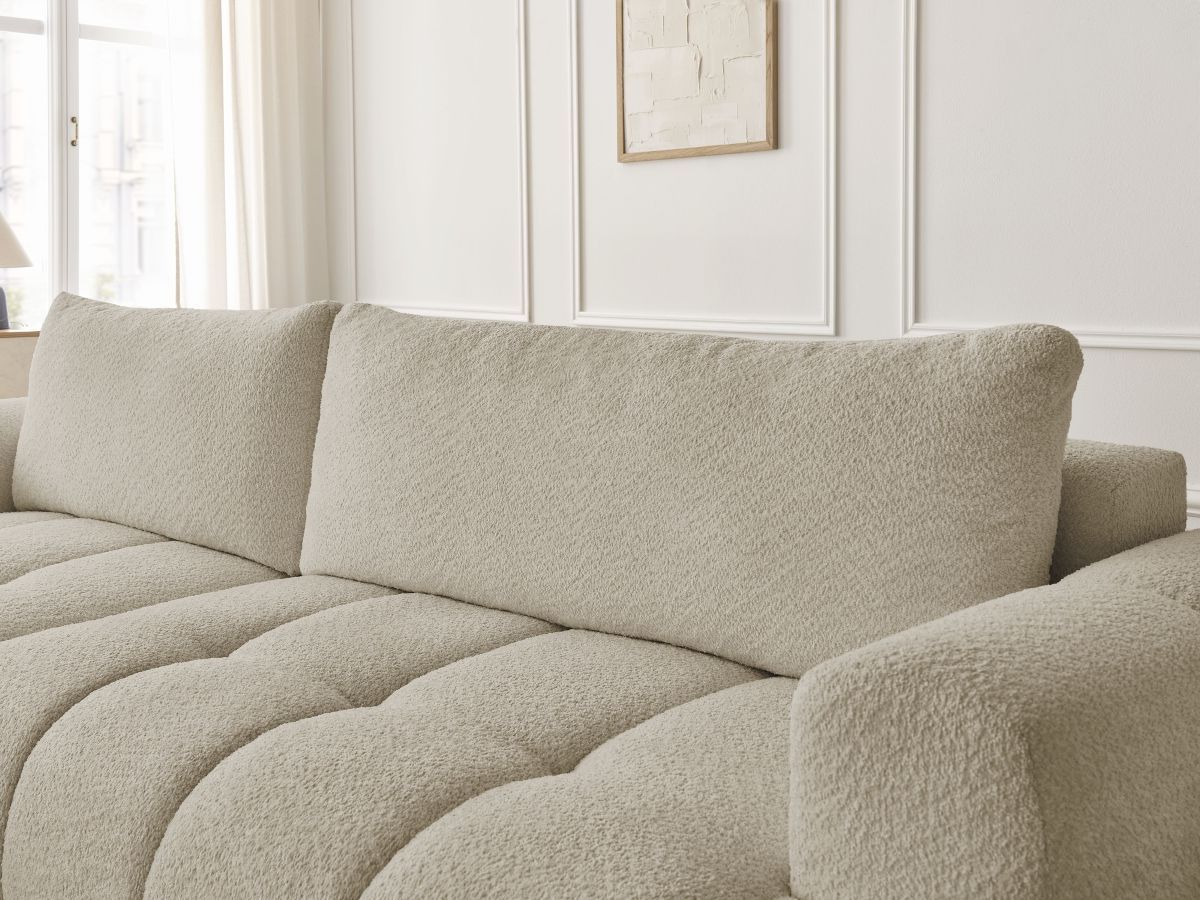 Canapé d'angle convertible FUJI tissu bouclette - Angle gauche