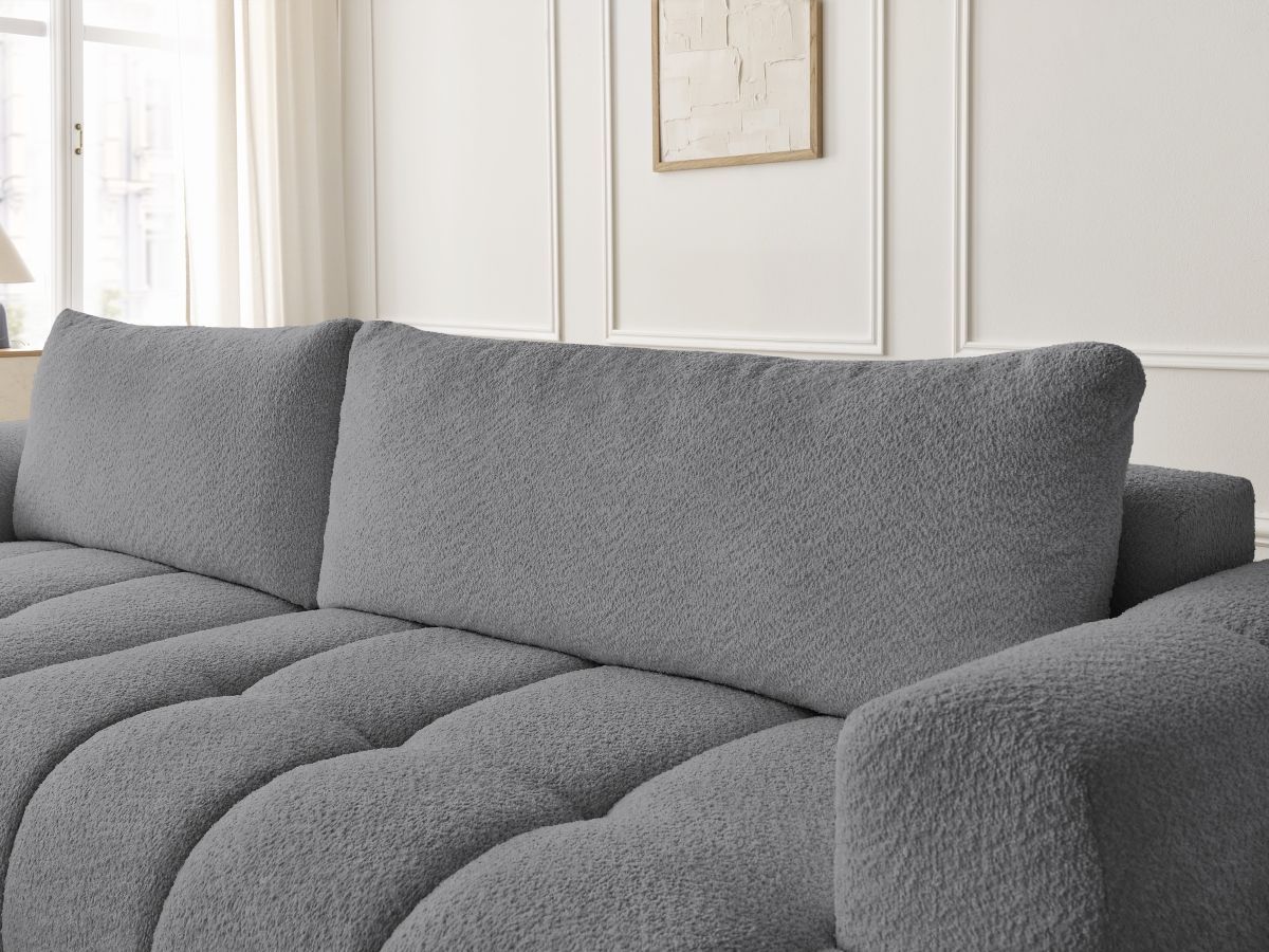 Canapé d'angle convertible FUJI tissu bouclette - Angle gauche