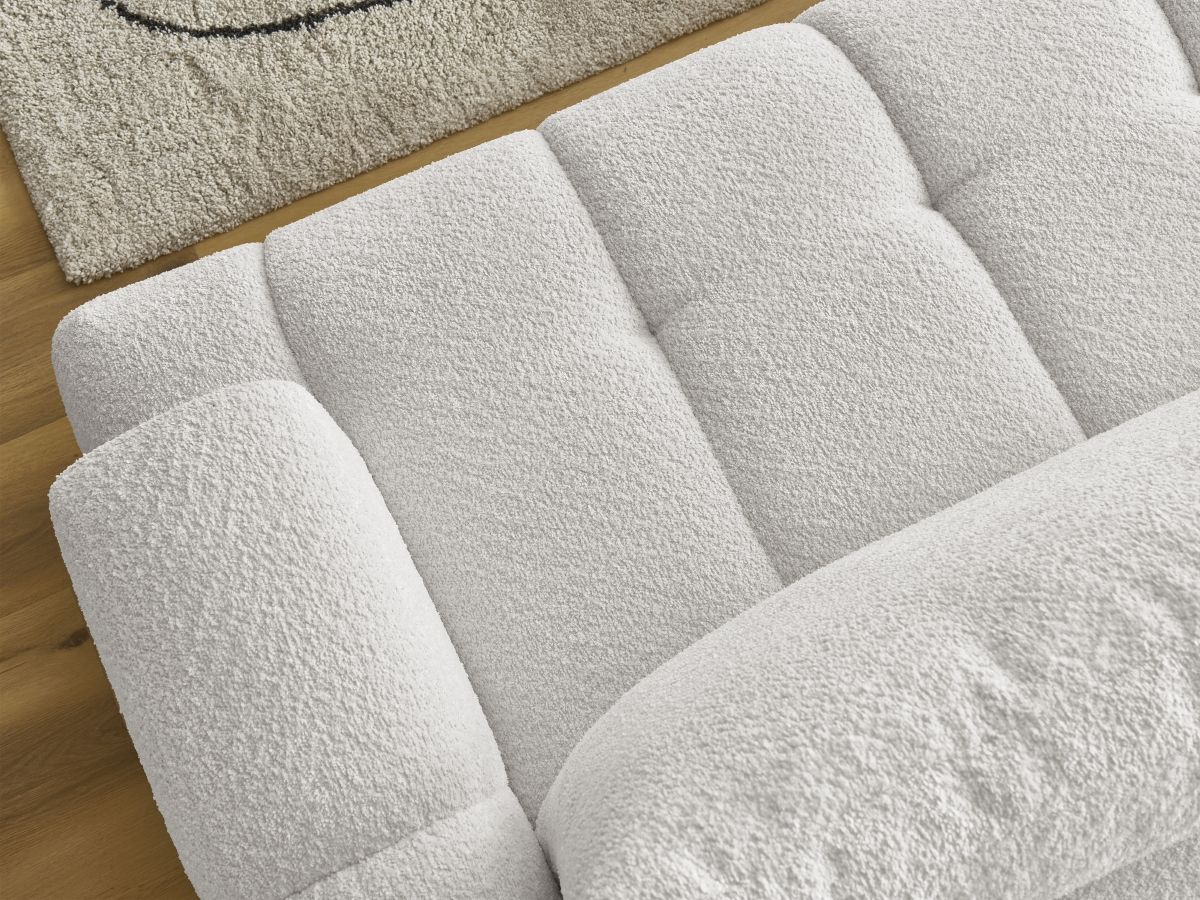 Canapé d'angle convertible FUJI tissu bouclette - Angle gauche