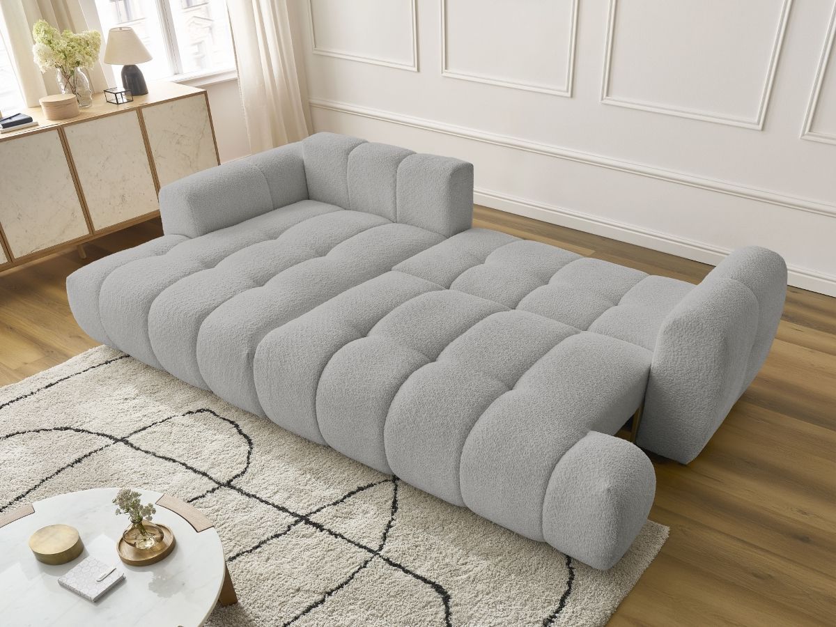 Canapé d'angle convertible FUJI tissu bouclette - Angle gauche