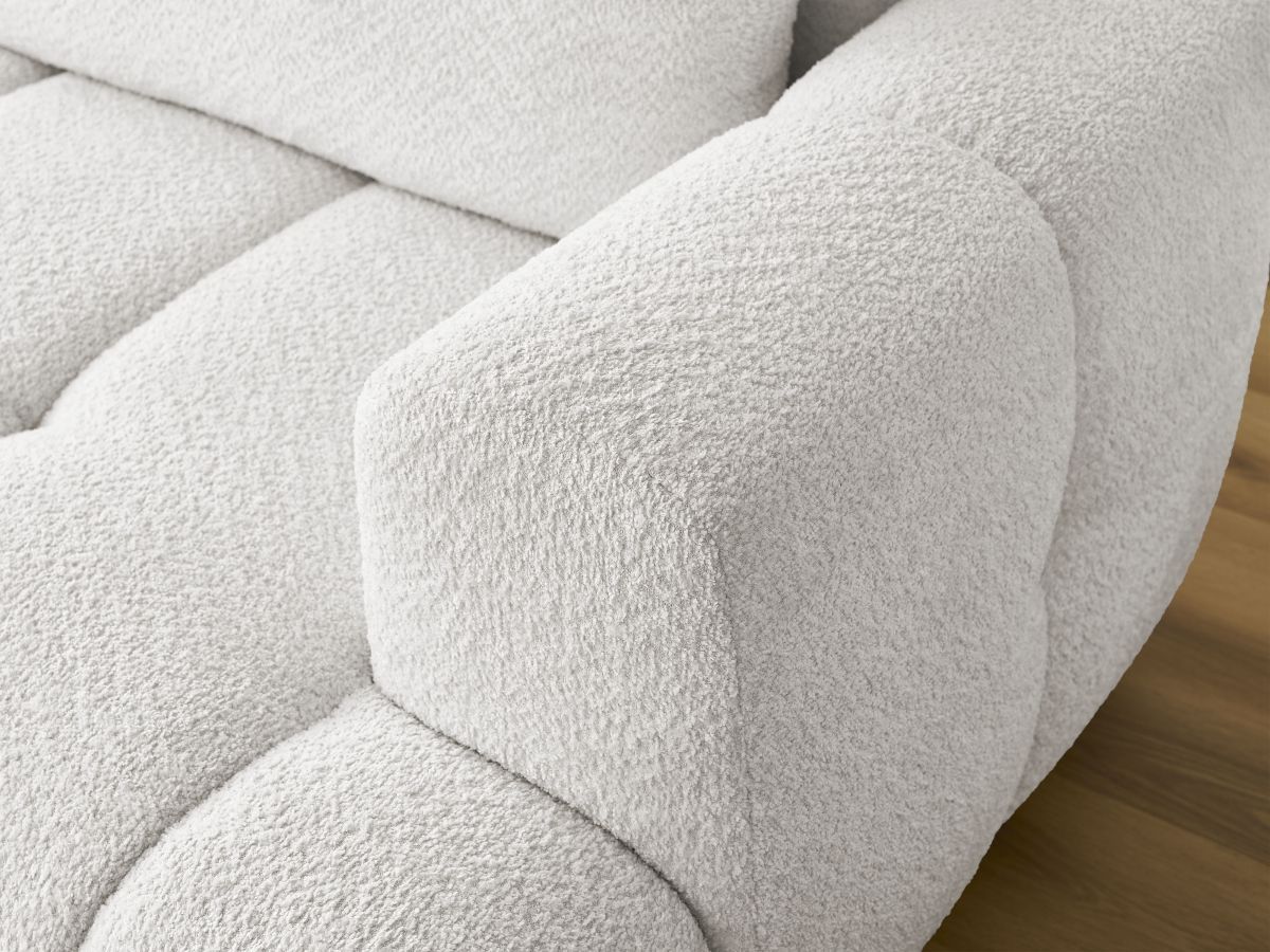 Canapé d'angle convertible FUJI tissu bouclette - Angle gauche