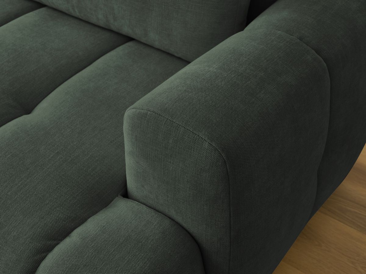 Canapé d'angle convertible FUJI tissu lisse avec pouf - Angle gauche