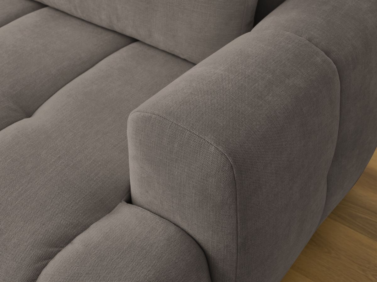Canapé d'angle convertible FUJI tissu lisse avec pouf - Angle gauche