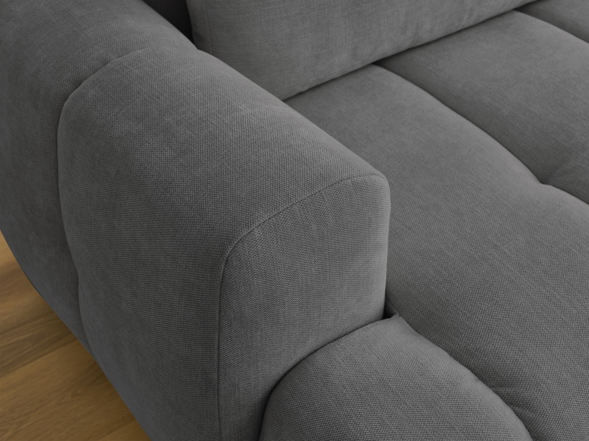 Canapé d'angle convertible FUJI tissu lisse avec pouf - Angle droit