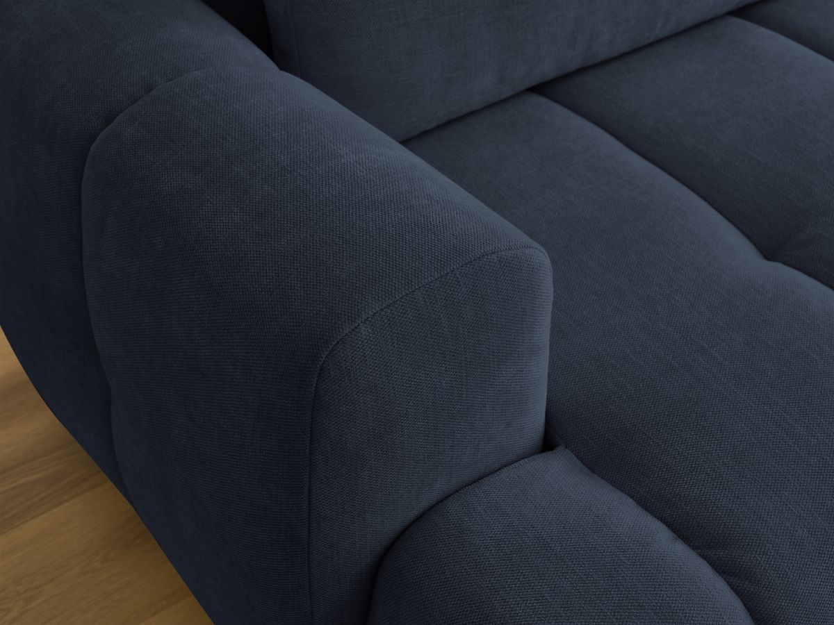 Canapé d'angle convertible FUJI tissu lisse avec pouf - Angle droit